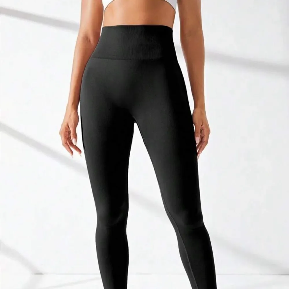Scrunch Bubble Butt Yoga Workout Leggings Black M